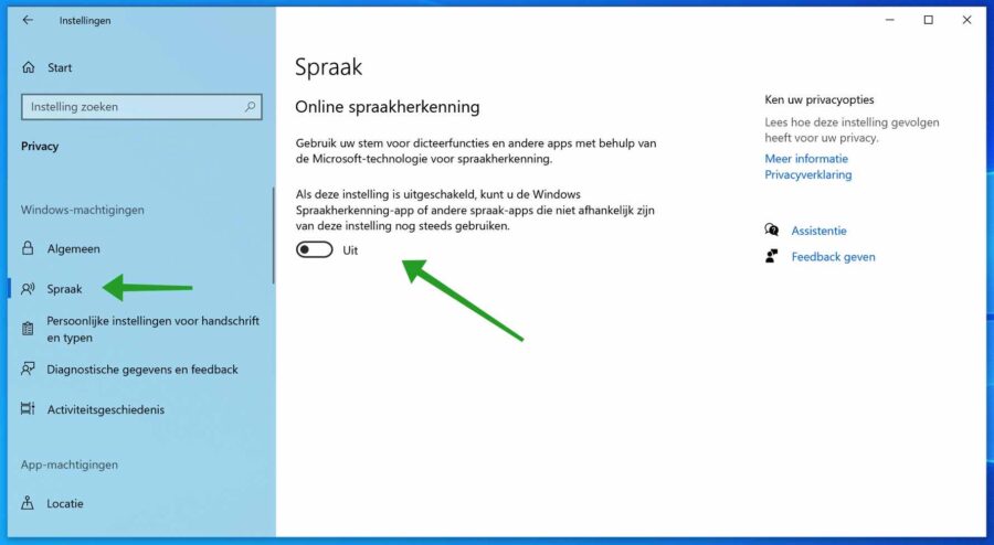 Windows spraakherkenning uitschakelen privacy