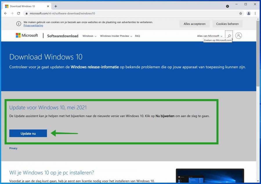 Descargar el asistente de actualización de Windows