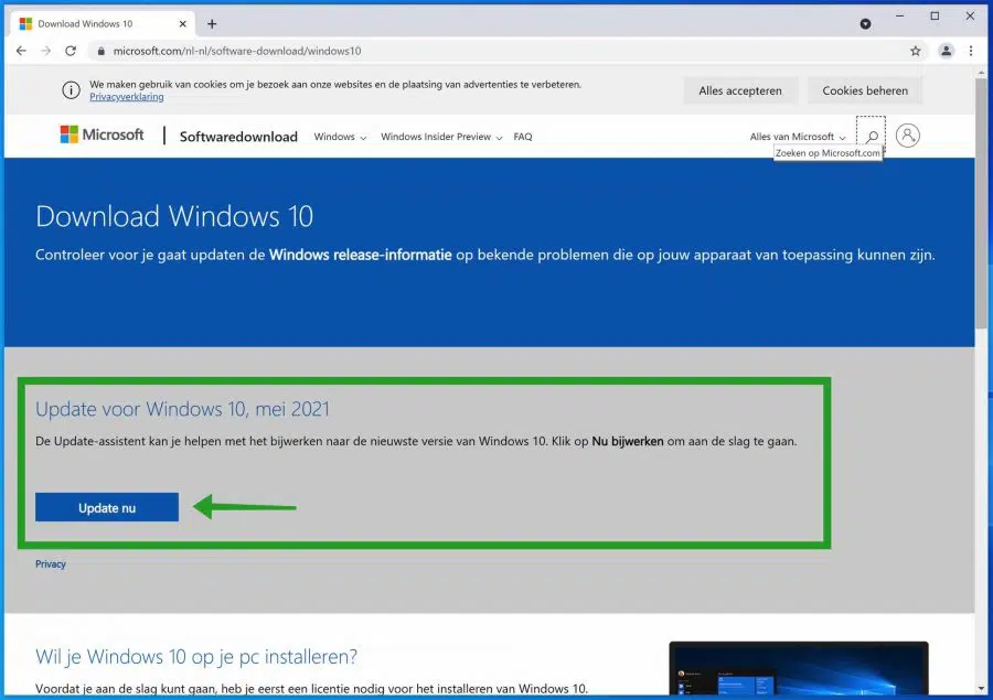 Windows update assistent downloaden
