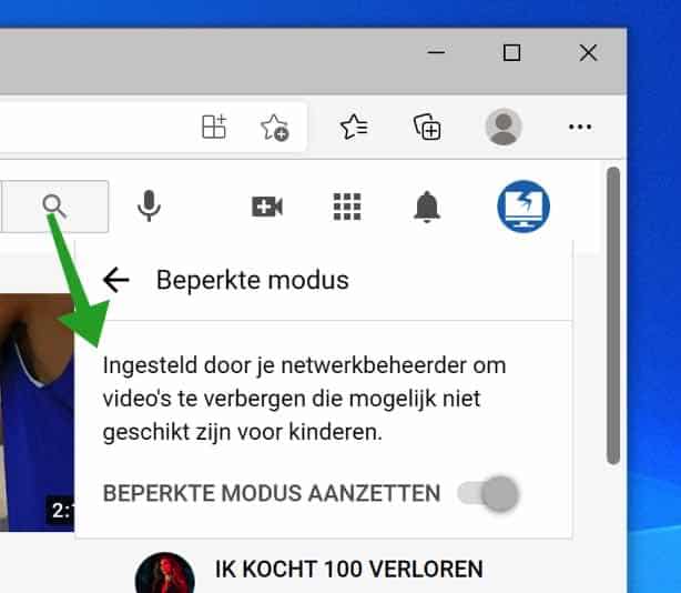 Youtube Beperkte modus geforceerd in Microsoft Edge