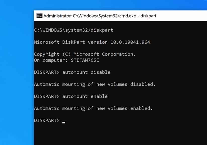 automount windows 10