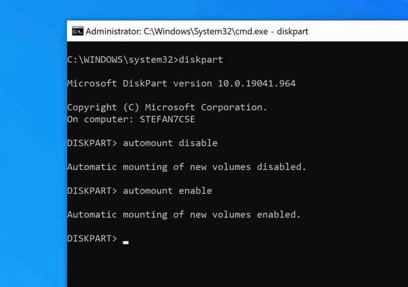 automount windows 10