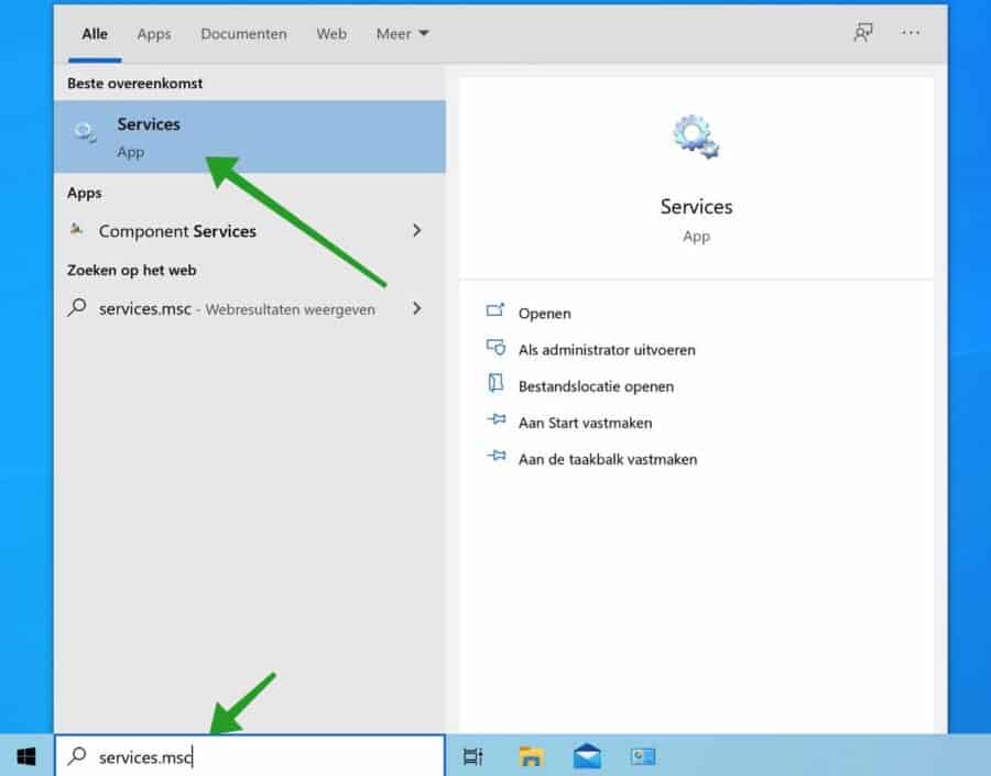 services openen in Windows