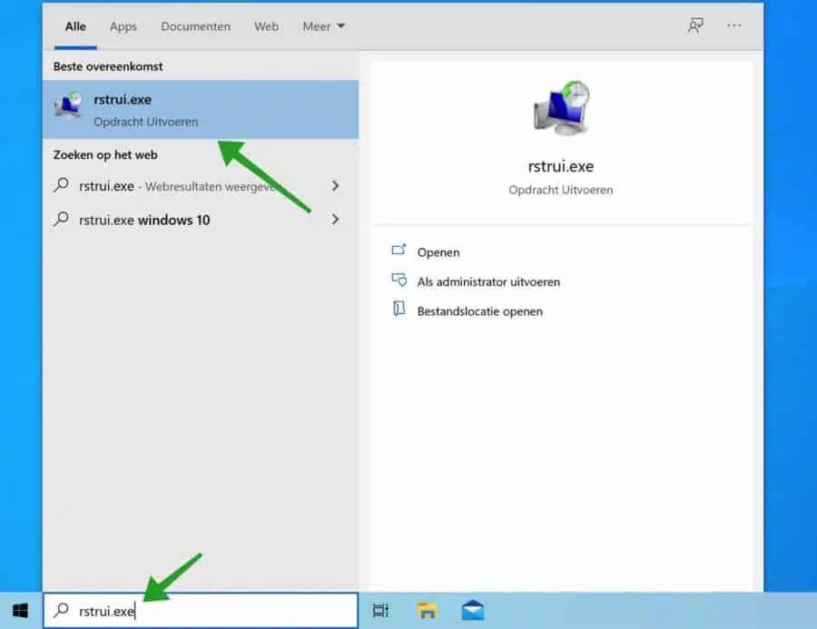 systemeherstel - rstrui openen
