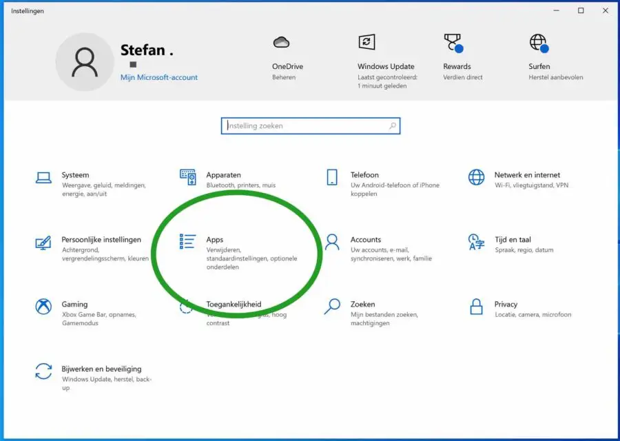 Apps instellingen in Windows 10