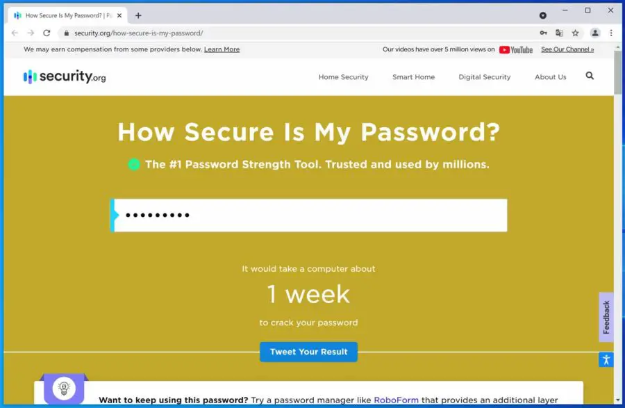 How secure is my password tool