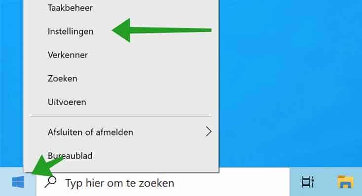 Einstellungen im Windows-Startmenü