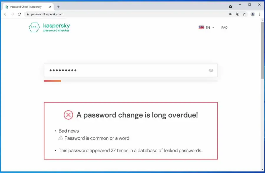 Kaspersky Password check