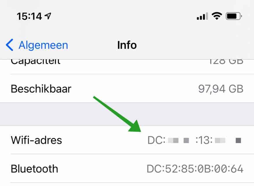 Mac address of iPhone