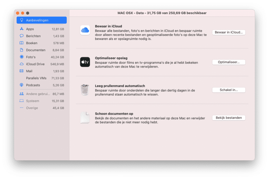 Overige opslag beheren Mac