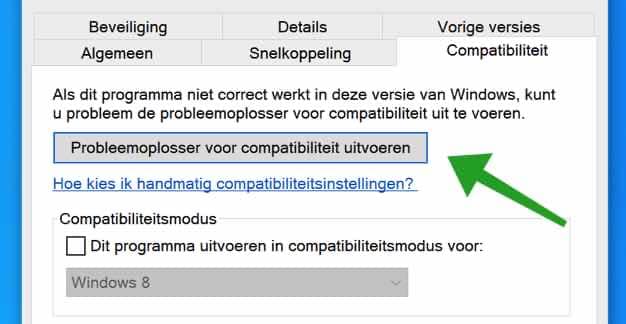 Probleemoplosser voor compatibiliteit uitvoeren