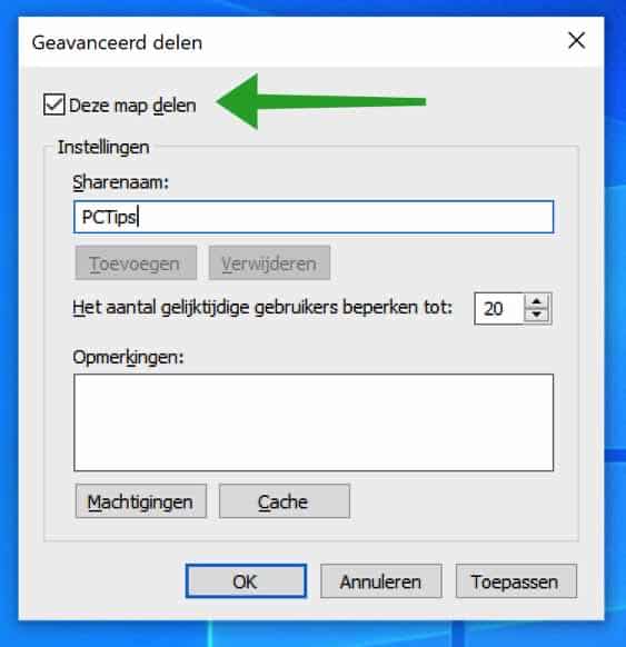 Geben Sie den Namen in Windows frei