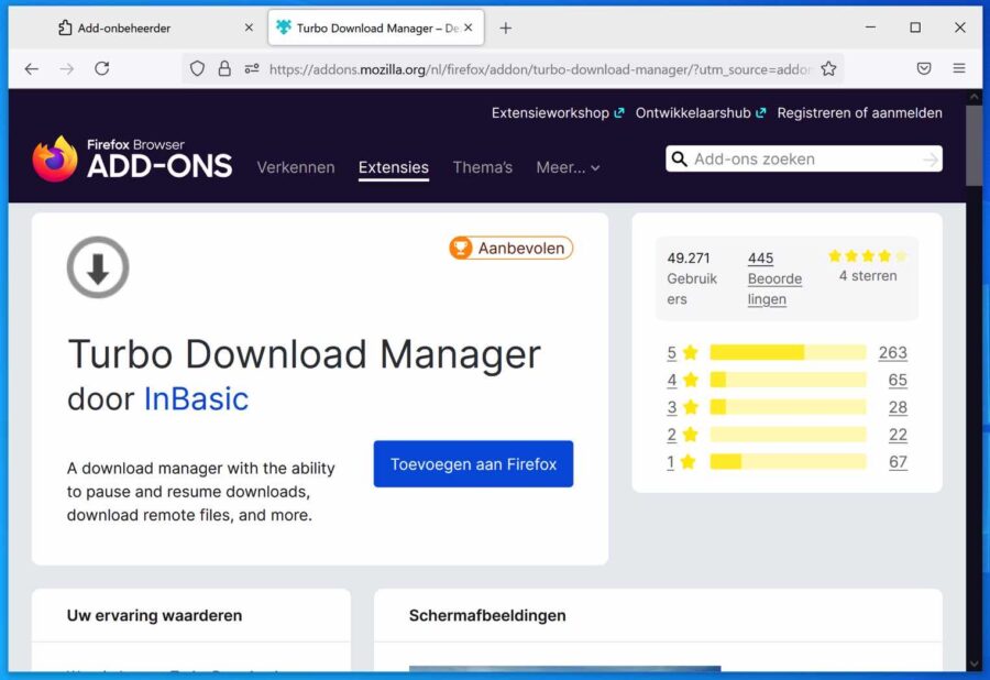 Turbo Download Manager Firefox addon