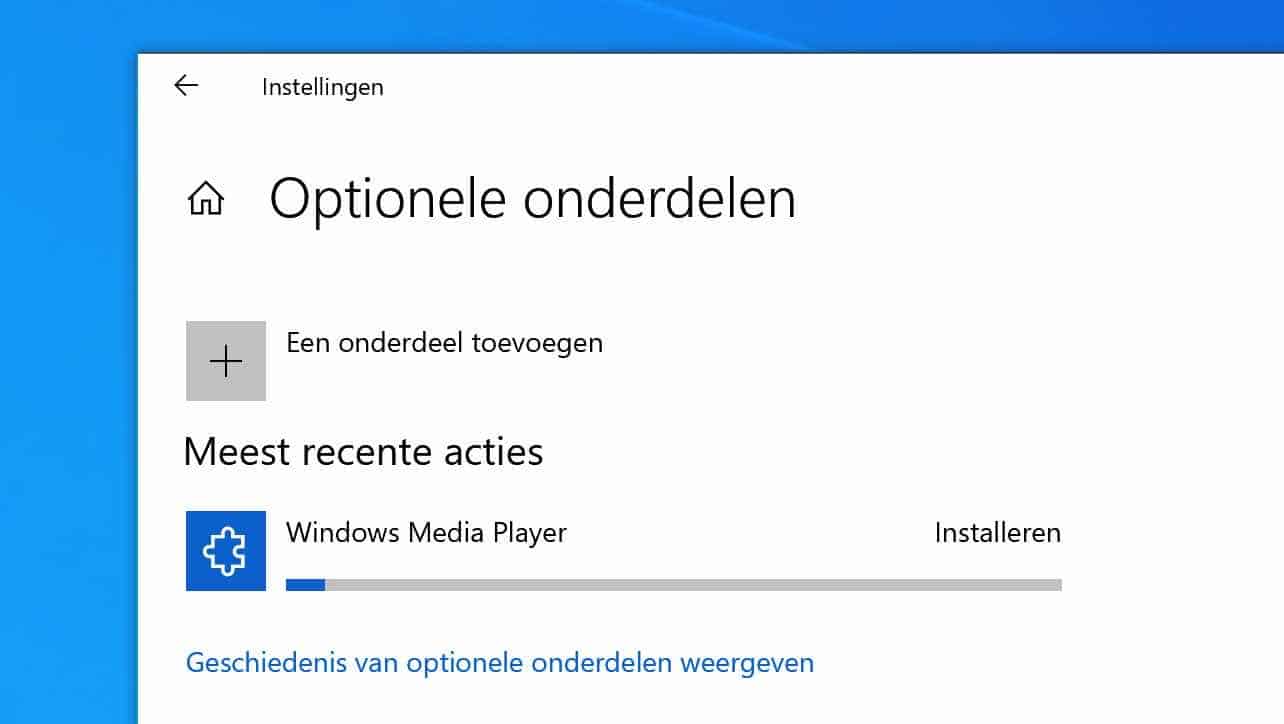 Windows Media Player installeren of verwijderen in Windows 10