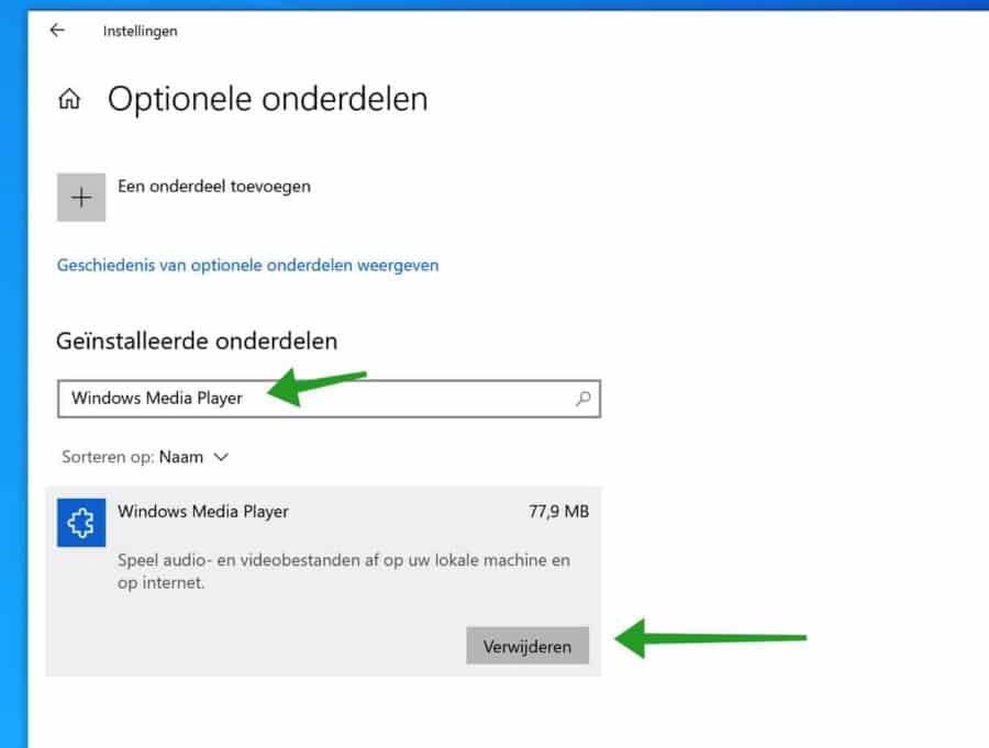 Windows Media Player verwijderen uit Windows 10