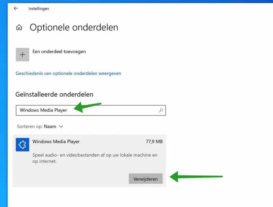 Windows Media Player verwijderen uit Windows 10