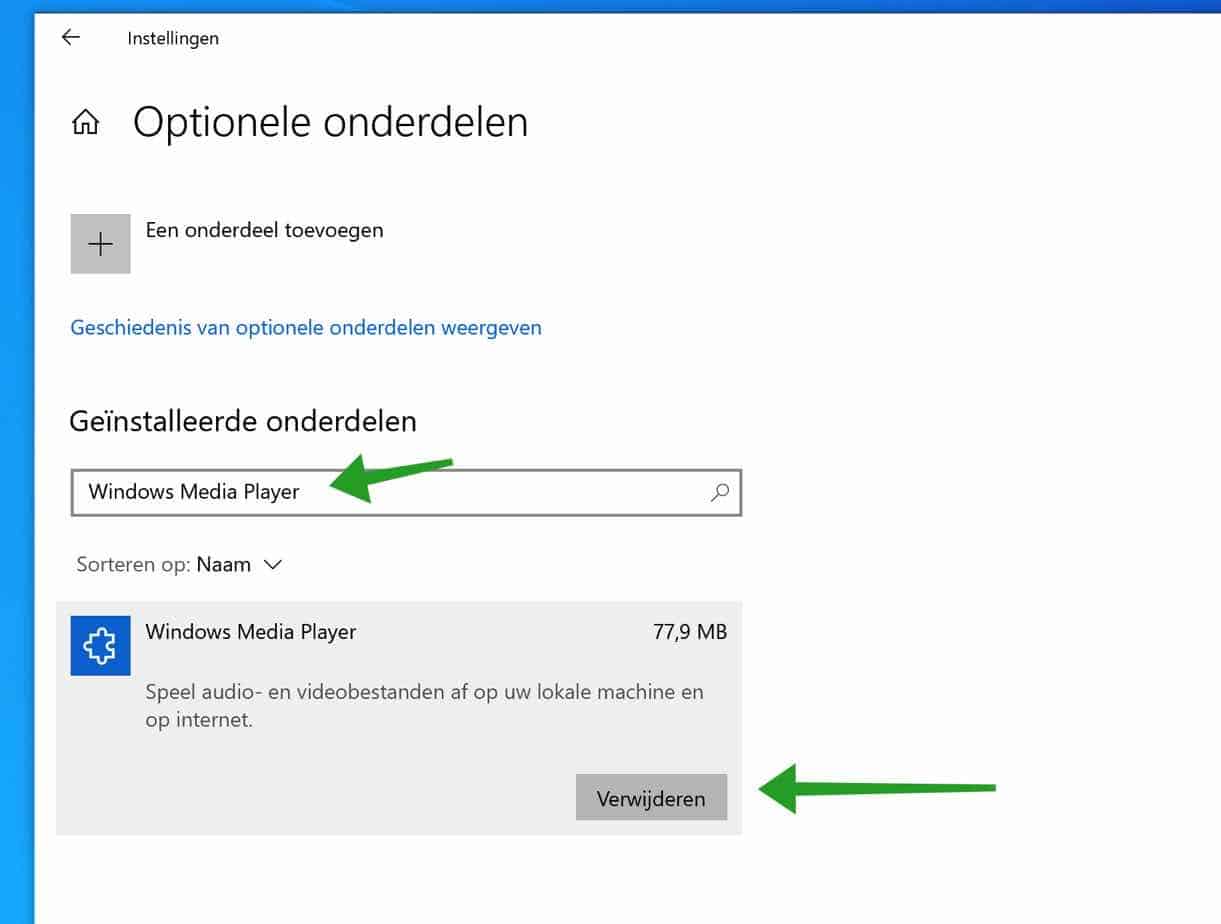 Windows Media Player installeren of verwijderen in Windows 10