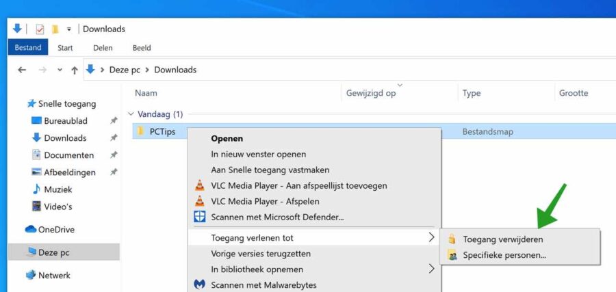 gedeelde map verwijderen in Windows