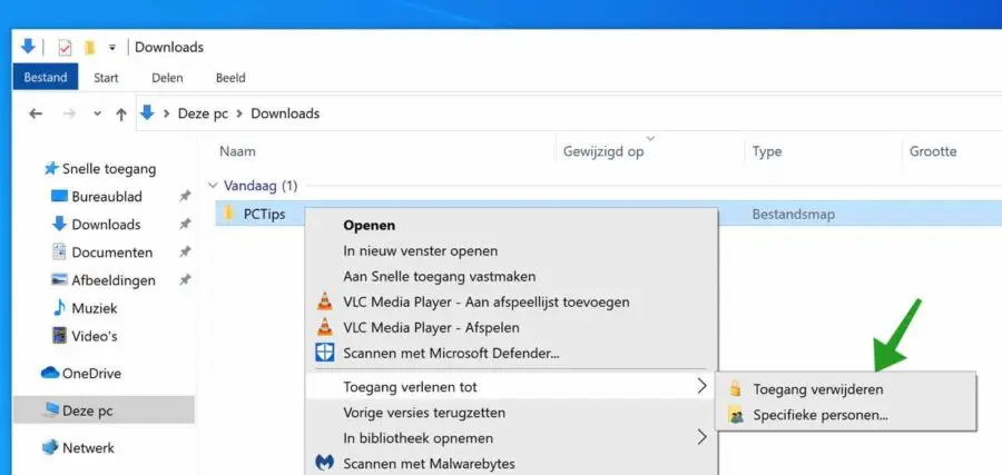 gedeelde map verwijderen in Windows