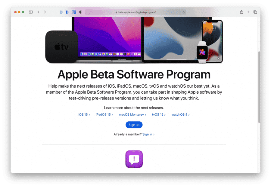 Apple beta programma aanmelden