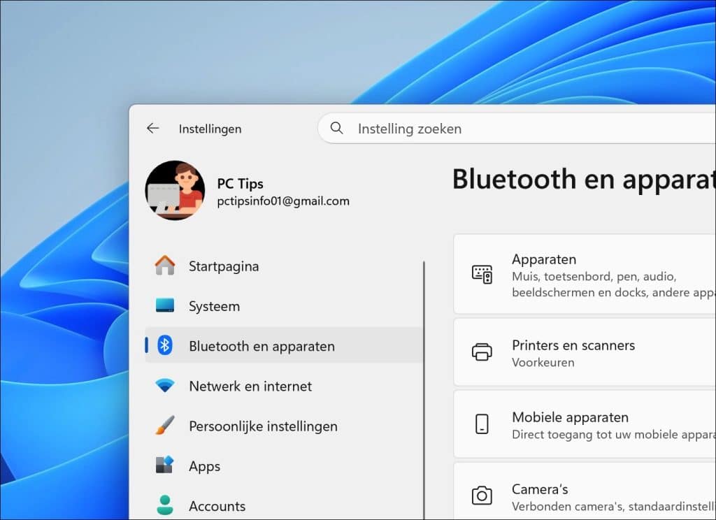 Bluetooth ingeschakeld