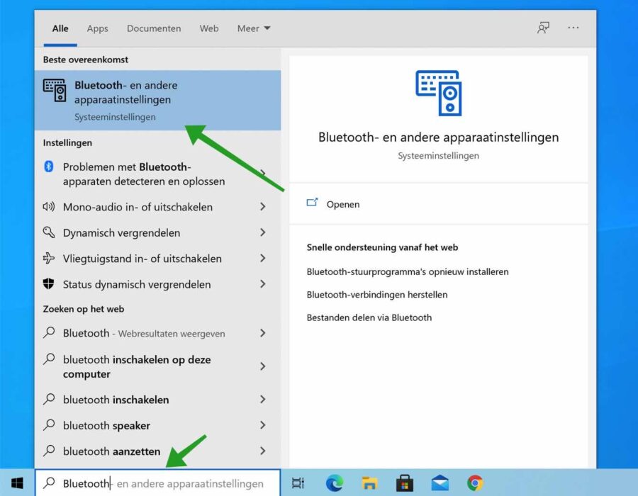 Ventanas de configuración de Bluetooth