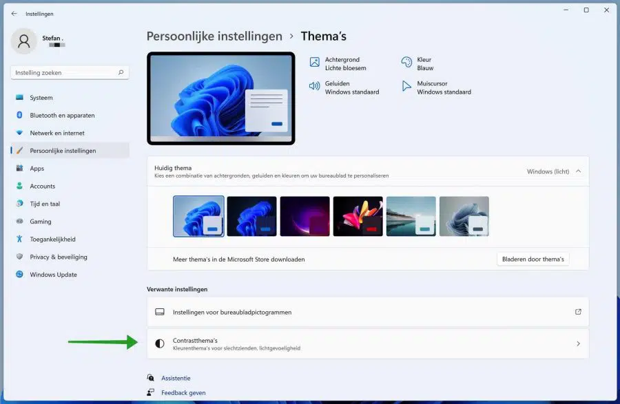 Contrastthema instellingen in Windows 11
