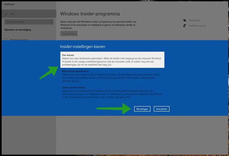 Dev channel insider programma