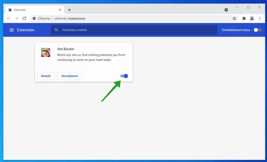 Google Chrome security extensie uitschakelen