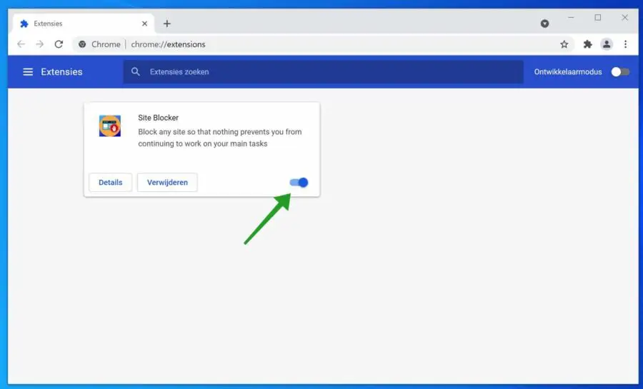 Google Chrome security extensie uitschakelen