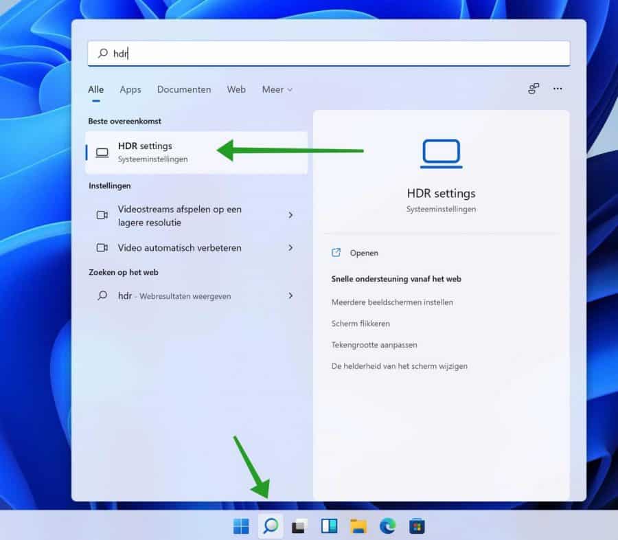 HDR instellingen Windows 11