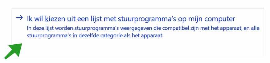 Lijst van stuurprogrammas selecteren op mij computer