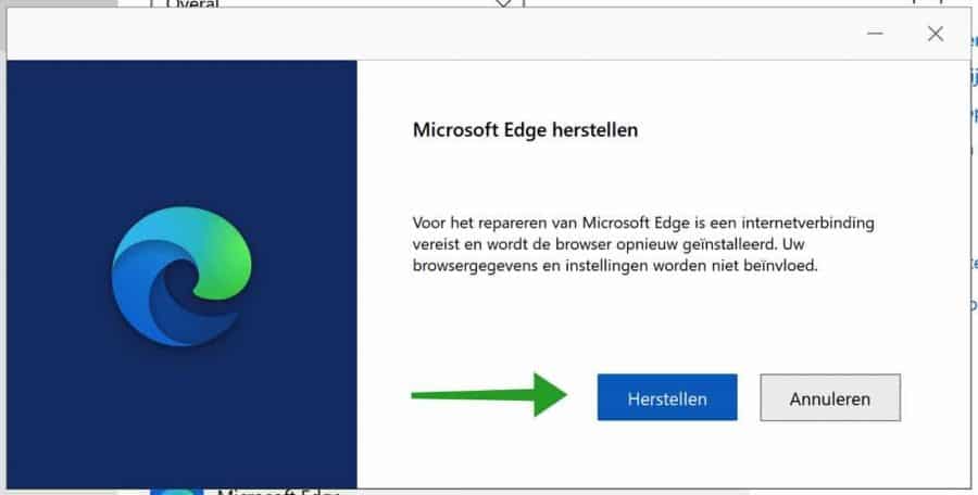 Restaurar o Microsoft Edge