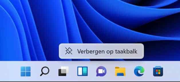 Microsoft Teams Chat pictogram verberen taakbalk