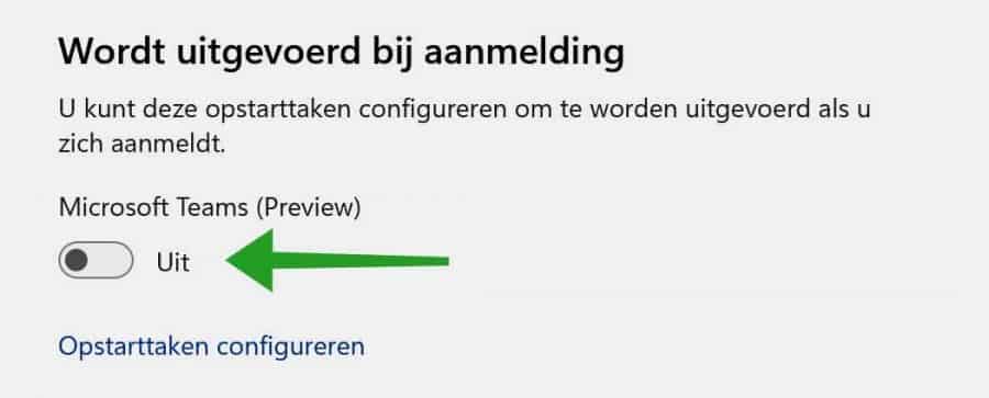 Microsoft Teams Chat uitschakelen bij opstarten Windows