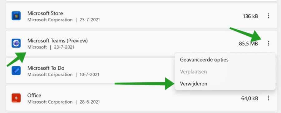 Microsoft Teams verwijderen