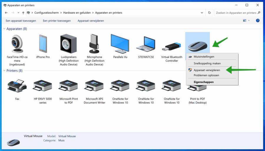 Remova o dispositivo de mouse no Windows