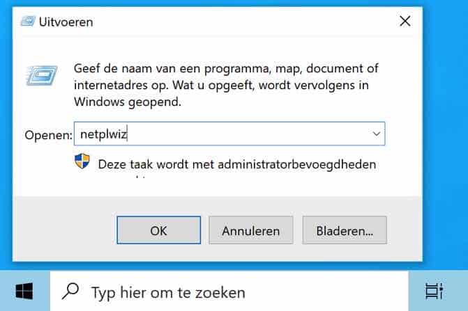 Netplwiz openen