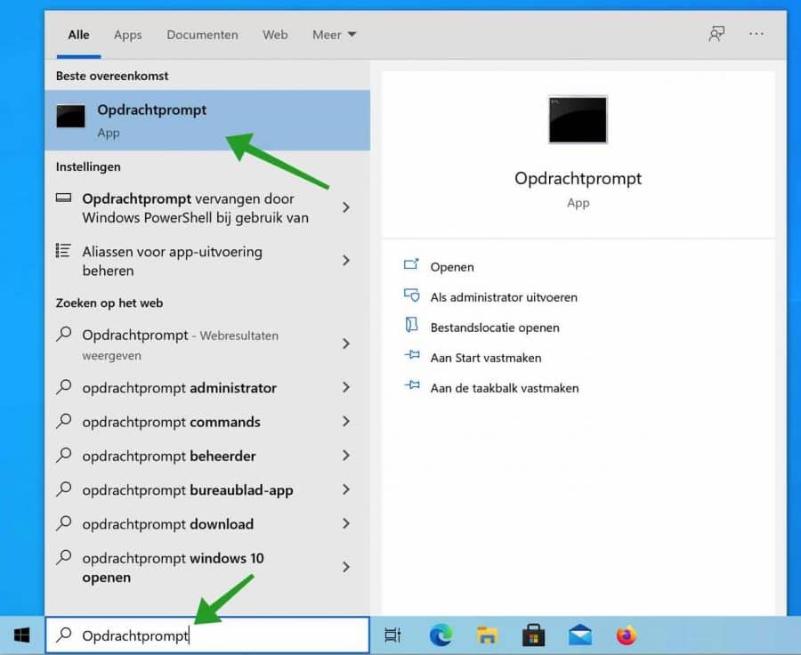 Opdrachtprompt openen