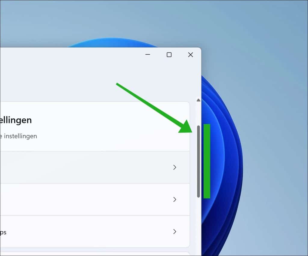 Schuifbalk in Windows 11 weergeven of verbergen