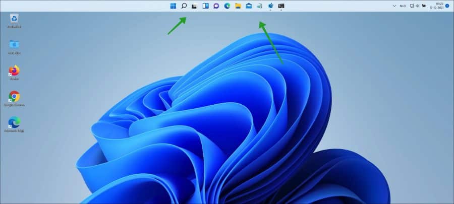 Taakbalk bovenin het scherm in Windows 11