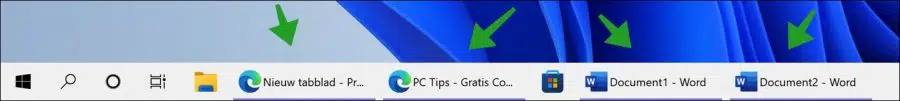 Taakbalk pictogrammen combineren uitschakelen