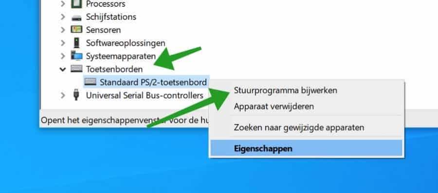 Toetsenbord stuurprogramma wijzigen