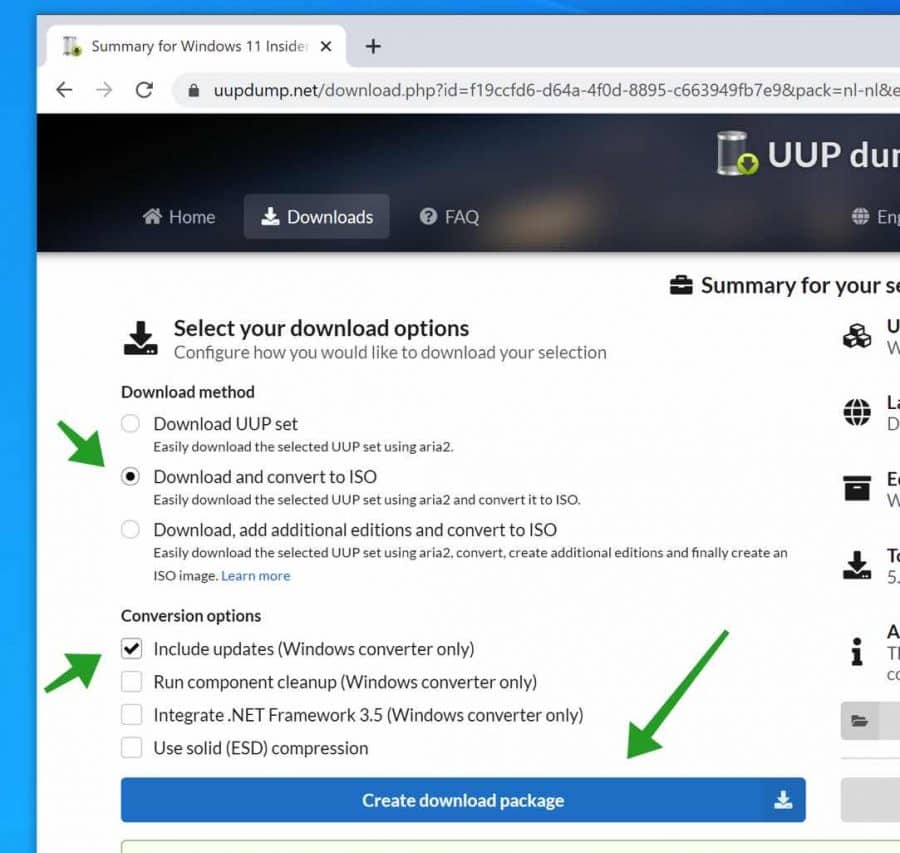 Windows 11 download and convert iso uudpdump