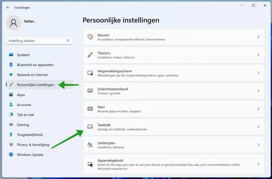 Windows 11 taakbalk instellingen