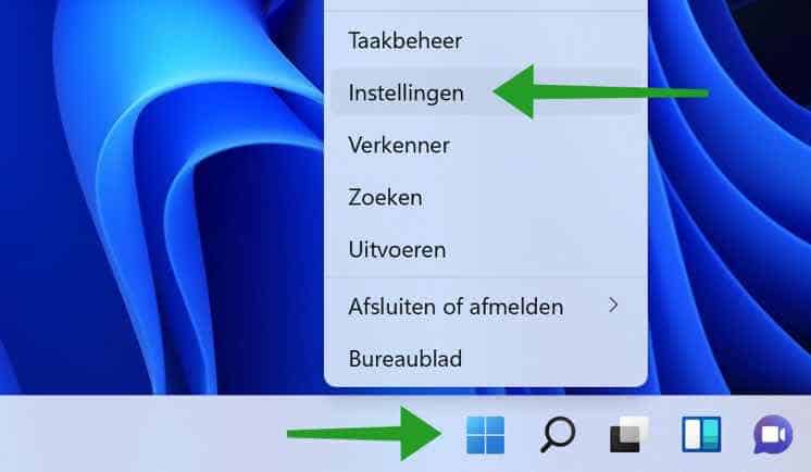 Windows instellingen openen