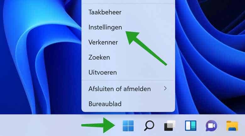 Windows instellingen openen