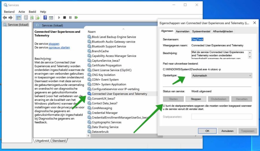 diagtrack service starten