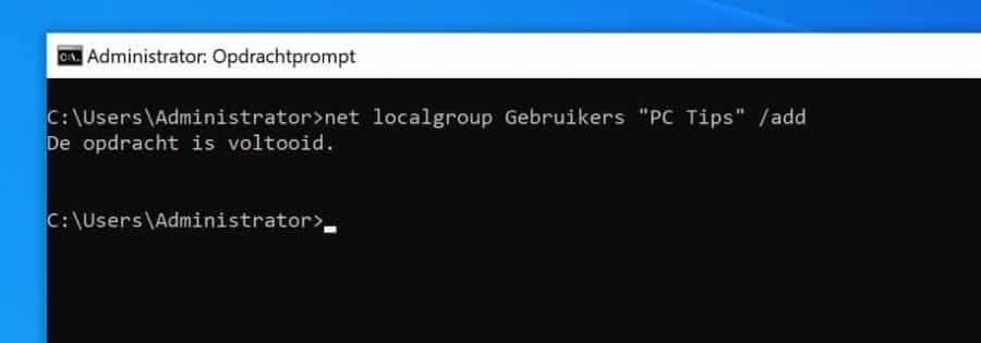 net localgroup gebruikers