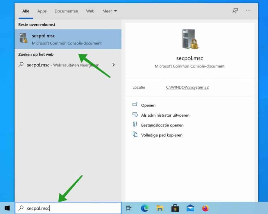 secpol msc openen in windows
